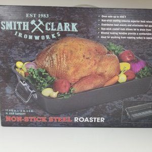 Smith and Clark ironworks non-stick steel roaster brand new